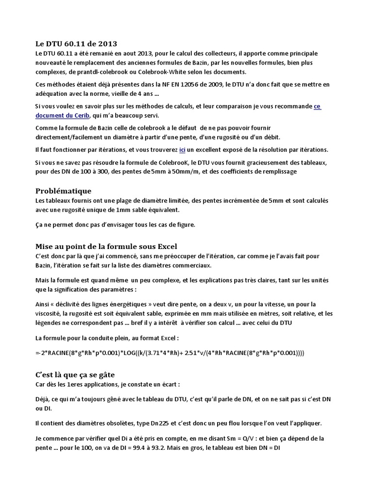 Analyse du DTU 60.11 de 2013 | PDF | Informatique et technologies de l ...