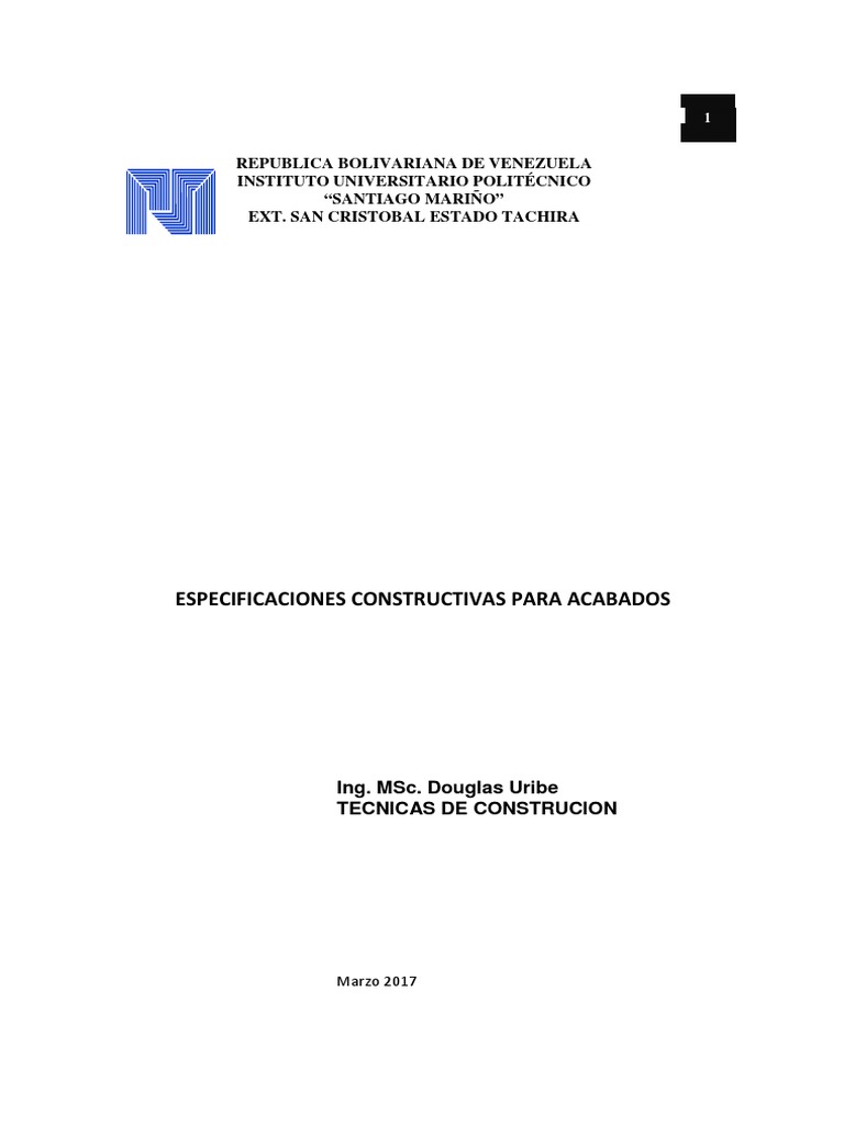 Especificaciones Constructivas Para Acabados | Aislamiento térmico