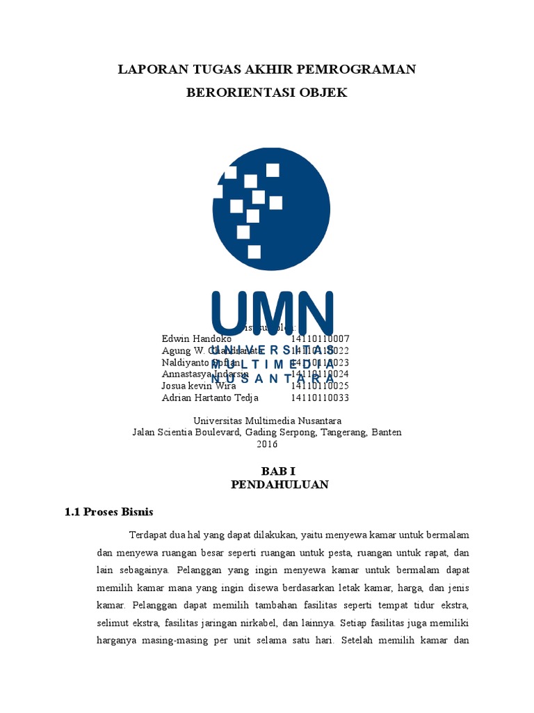 Laporan Tugas Akhir Pemrograman Berorientasi Objek