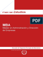 Plan de Estudios - MBA - Máster en Administ Ración y Dirección de Empresas