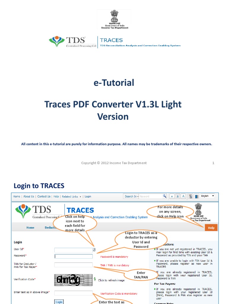 E-Tutorial - TRACES PDF Generation Utility | PDF | Java (Programming ...