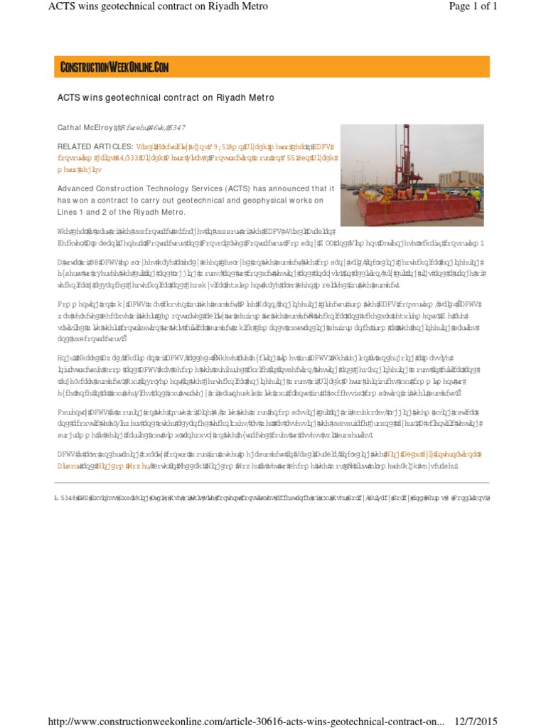 ACTS-wins-geotechnical Contract Riyadh Metro | PDF | Science | Engineering