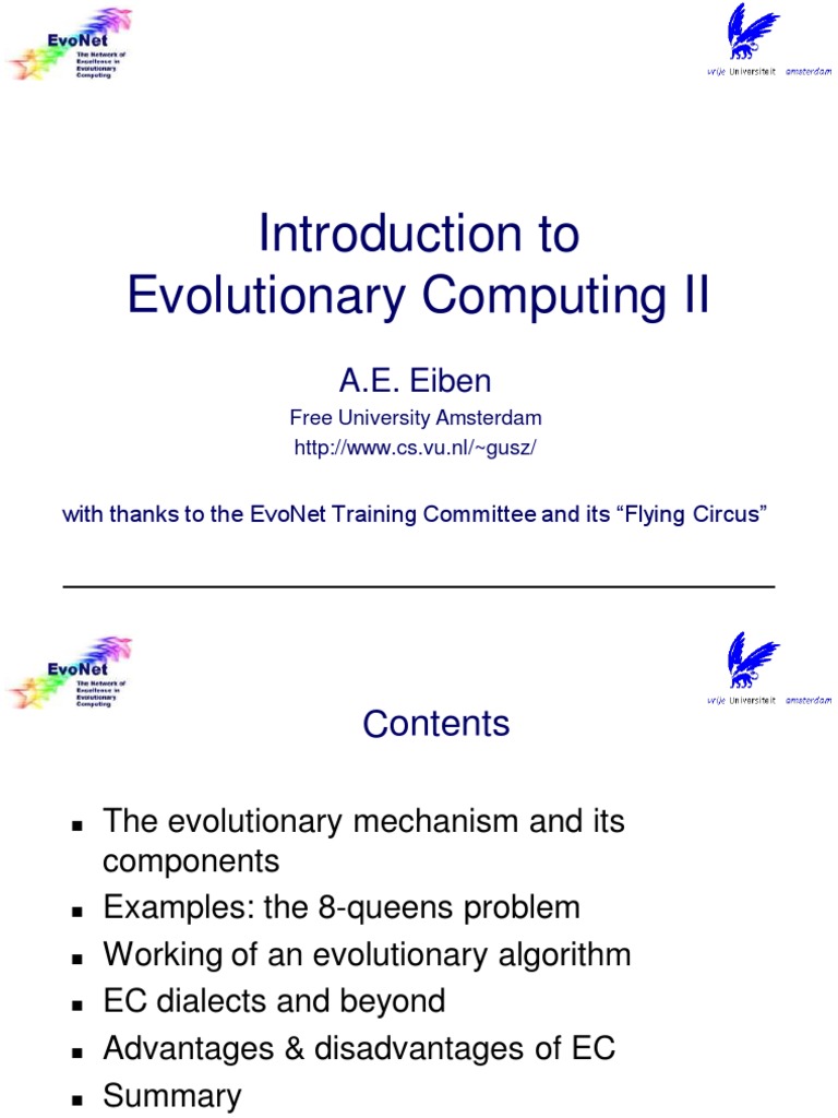 Introduction to Evolutionary Computing | PDF | Fitness (Biology ...