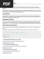 Matlab Tutorial: 1 - MATLAB Quick Reference Guide