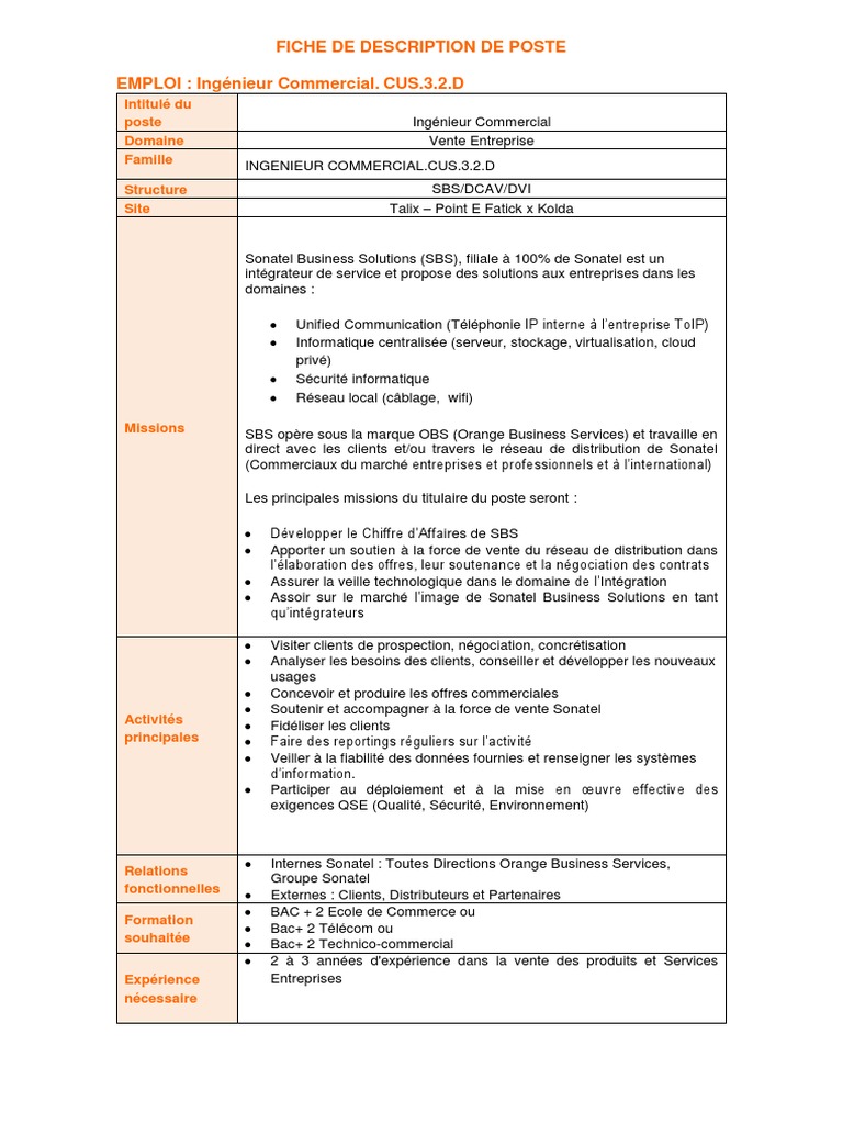 Fiche De Poste Ic Sbs 27 02 17 03 Mars Sodles Commerce