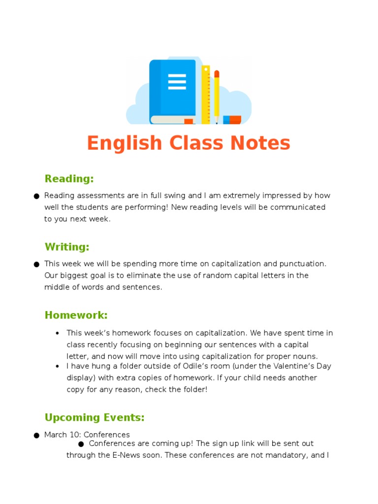 Englishclassnotes 2-27 | PDF