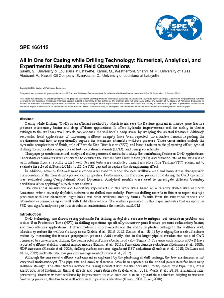 spe paper about casing while drilling Computational Fluid Dynamics