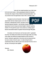 Student Teaching Introduction Letter - Carminito