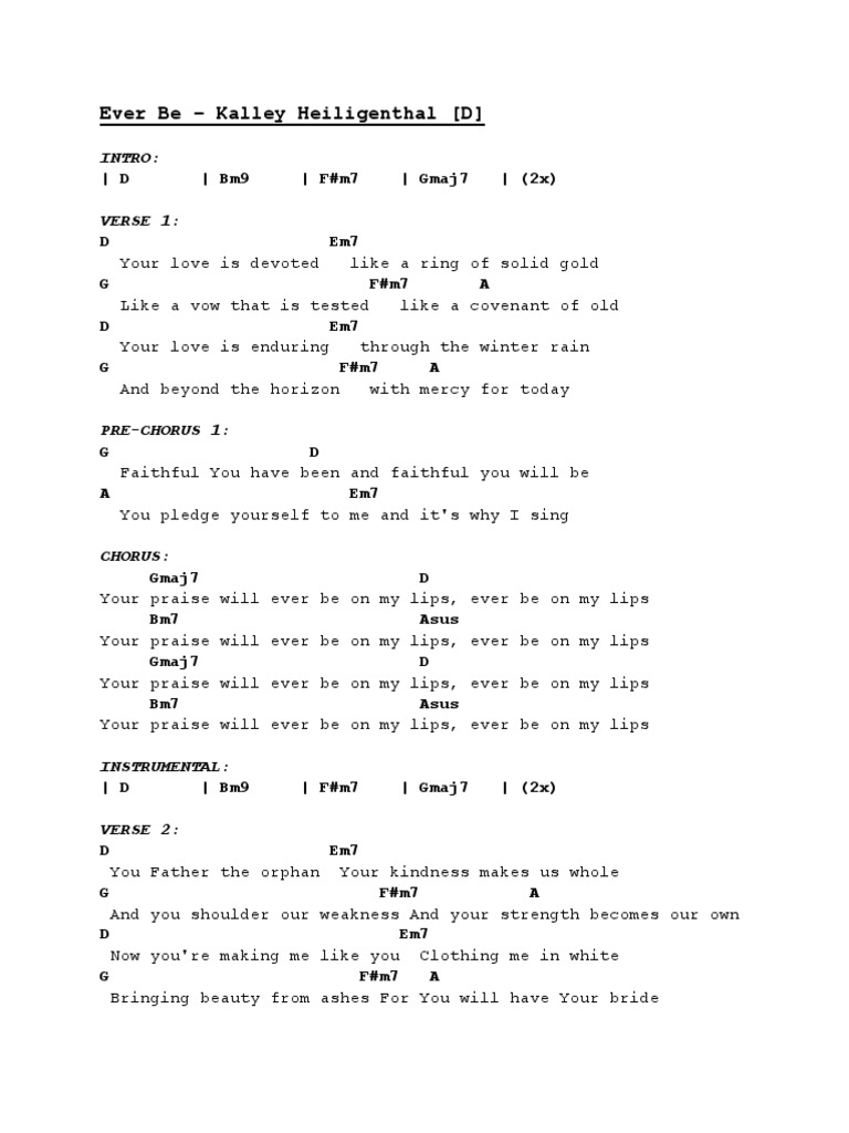 Ever Be Chords (D) | PDF | Song Structure | Musical Forms