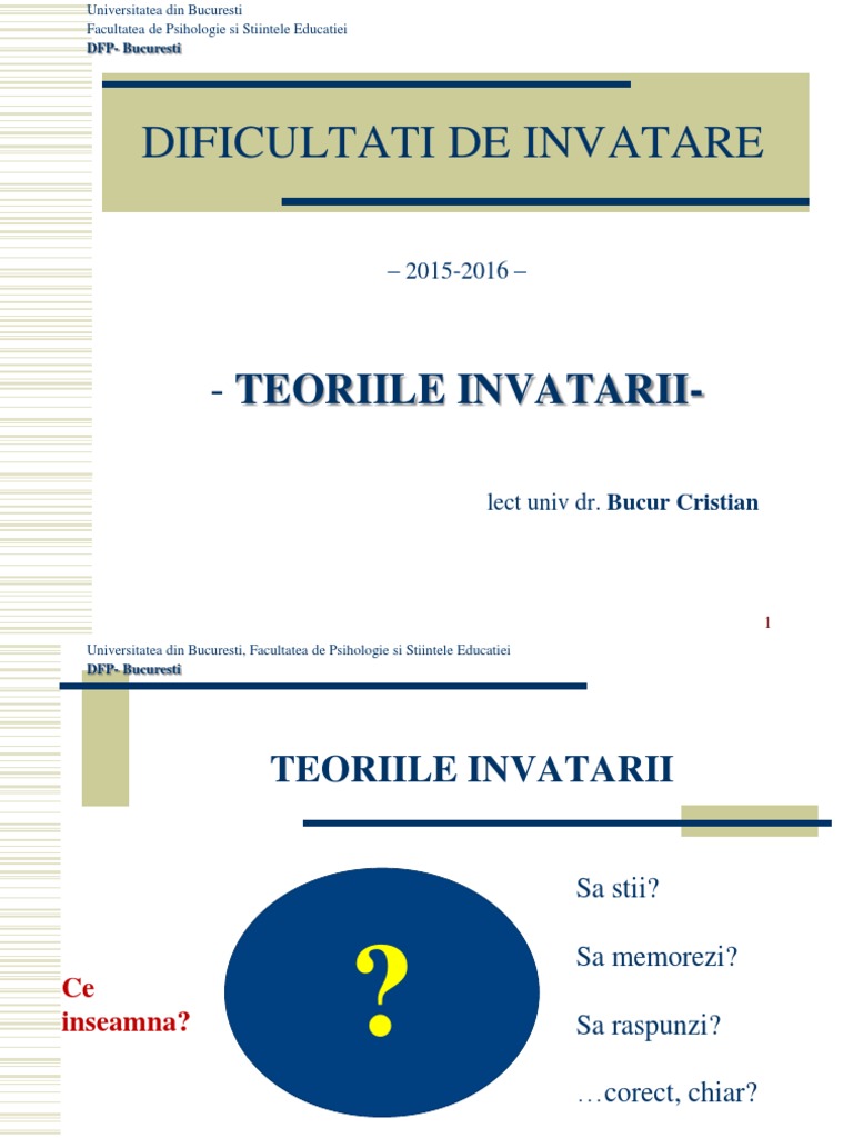 Teoriile Invatarii | PDF