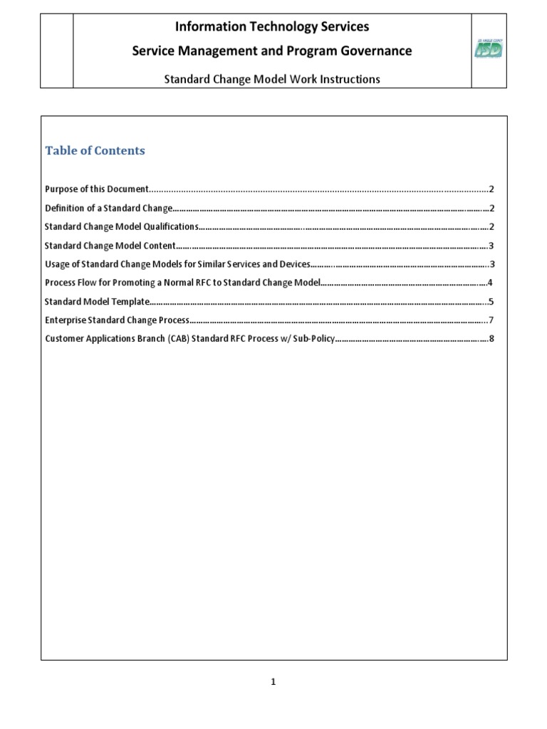 Standard Change Model Guidelines | PDF | Computers | Technology ...