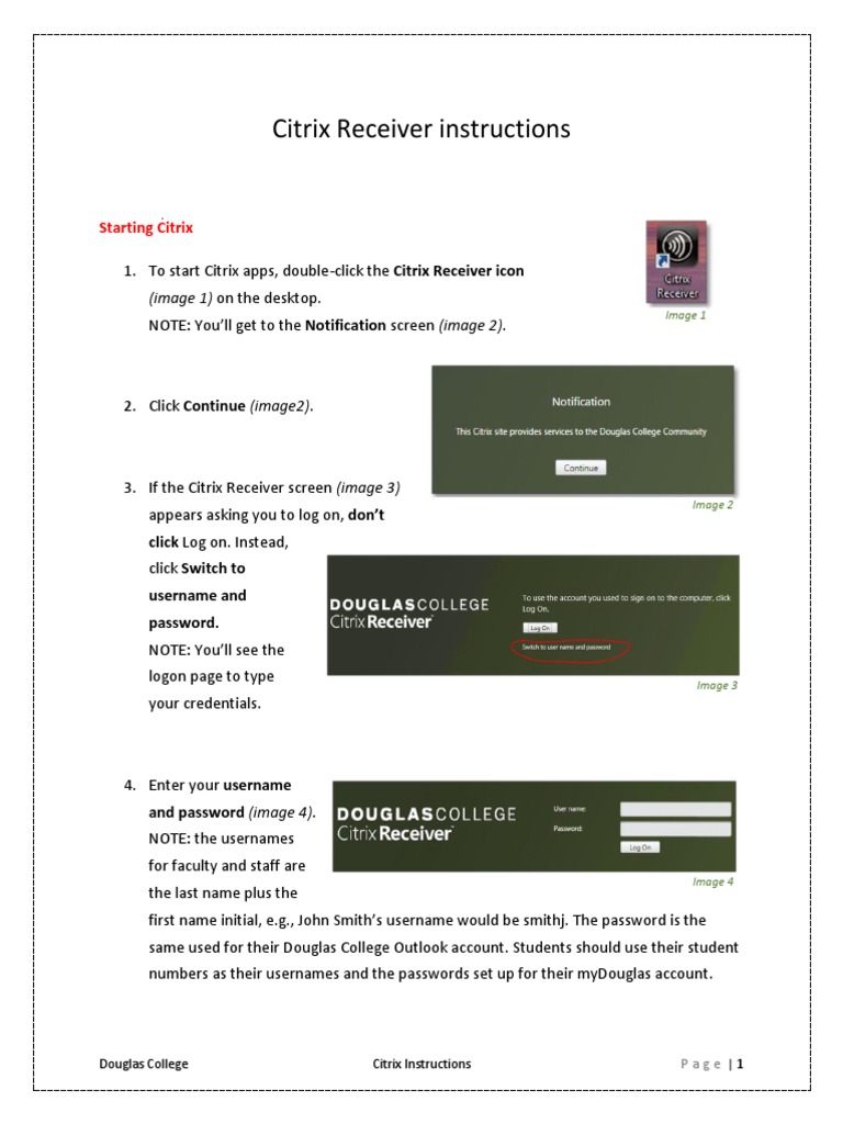 Citrix Receiver Instructions | PDF | Login | Computing Platforms