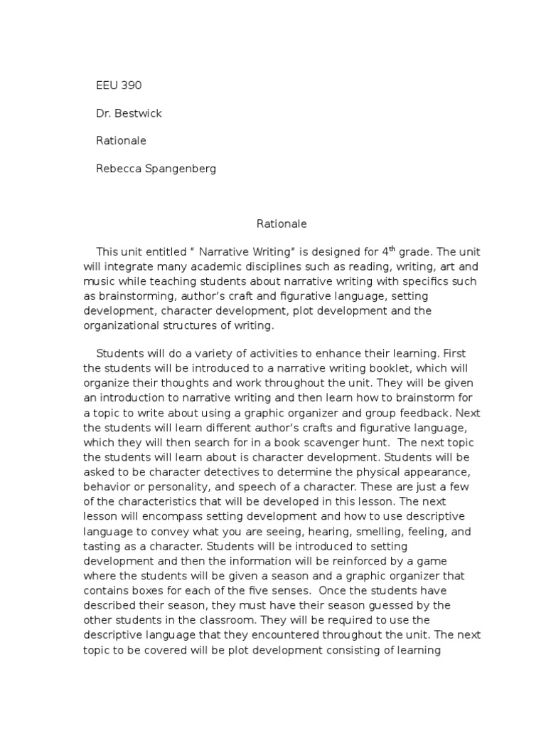 rationale essay