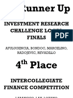 2 Runner Up: Investment Research Challenge Local Finals