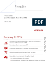 1H15 Results: Presented By: Clive Stein CEO & David Hinton CFO