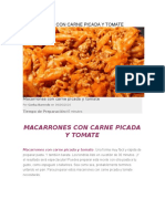 Macarrones con carne picada y tomate receta