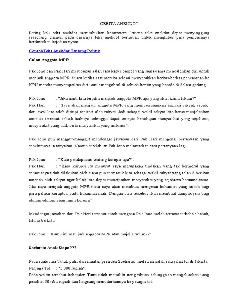 CERITA ANEKDOT CERITA ANEKDOT