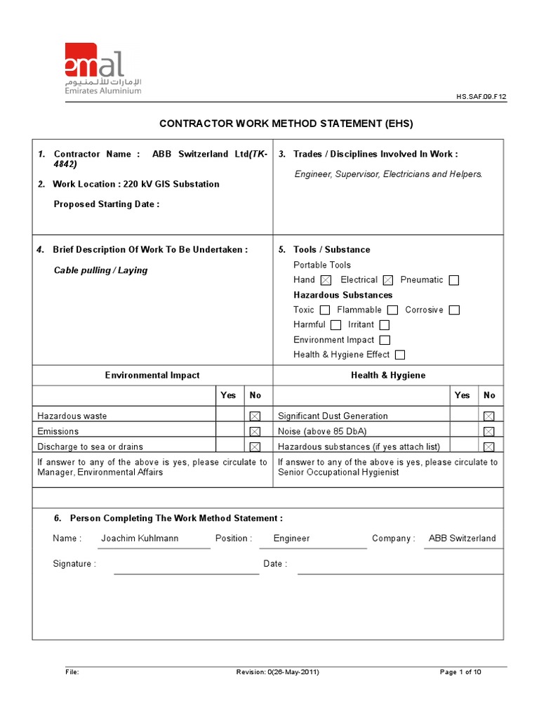 cable pulling.doc Safety Occupational Safety And Health
