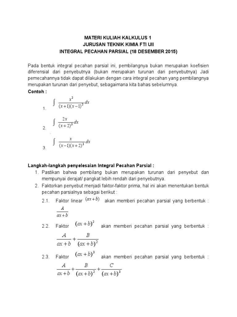 Int Pecahan Parsial Contoh Pemecahan Soal_kalkulus 1 TK