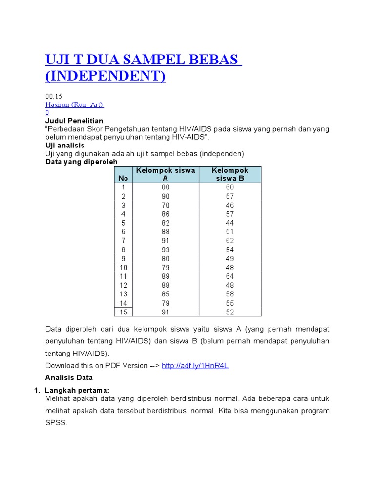 Uji T Dua Sampel Bebas