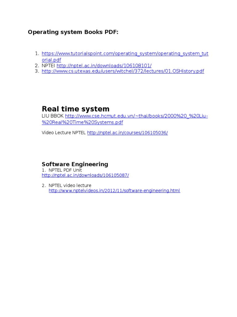 Free PDFs on Operating Systems & Software Engineering | PDF