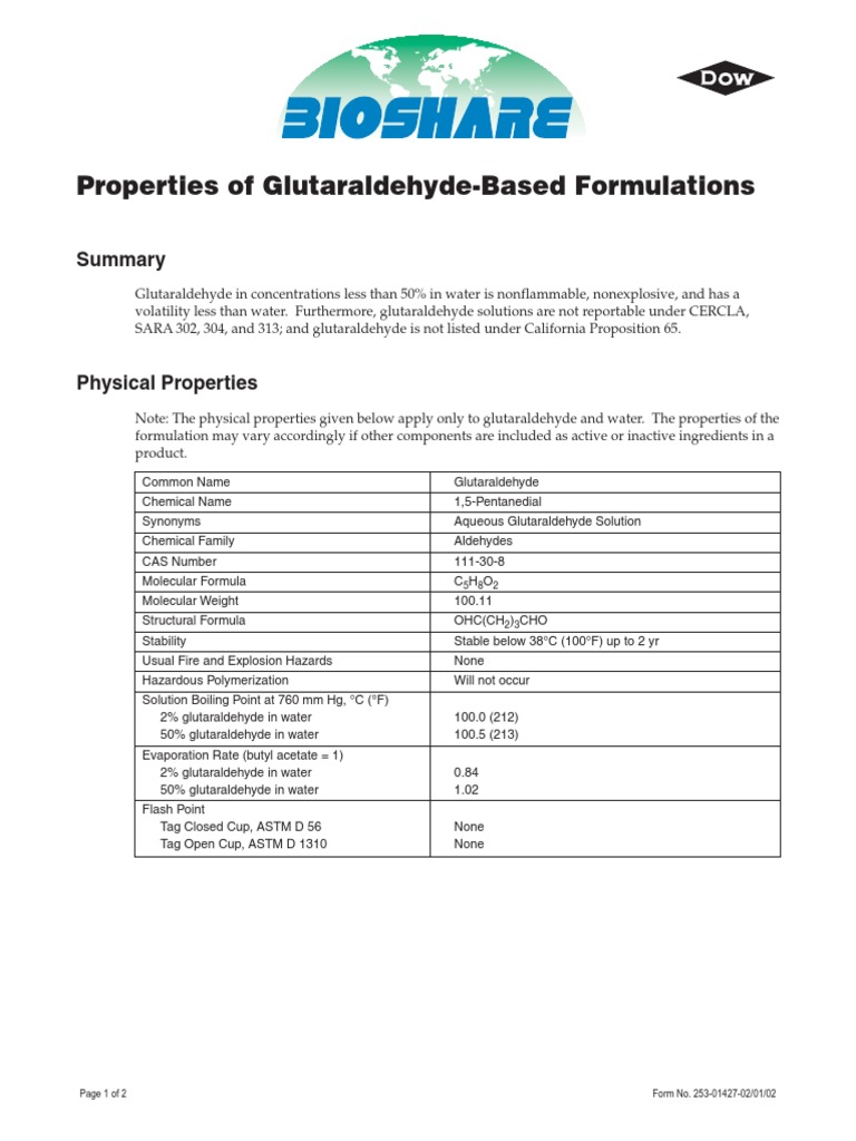 Properties of GlutaraldehydeBased Formulations.pdf Superfund Solution