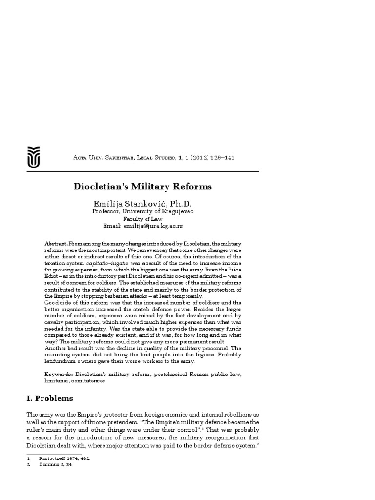 Diocletian Military Reform | PDF | Roman Legion | Ancient Rome