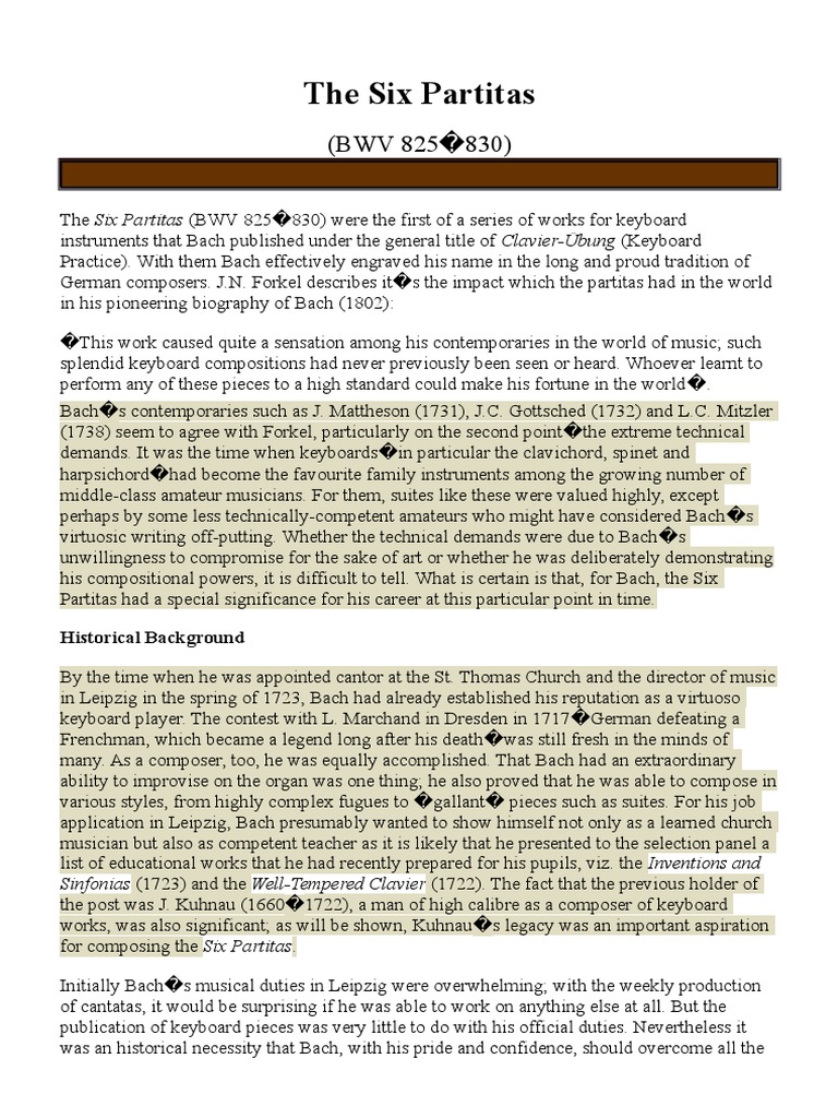 6 Partitas PDF Classical Music Classical Compositions