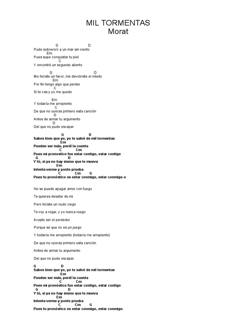 Mil Tormentas - Morat: Letra y Acordes | PDF | Ocio
