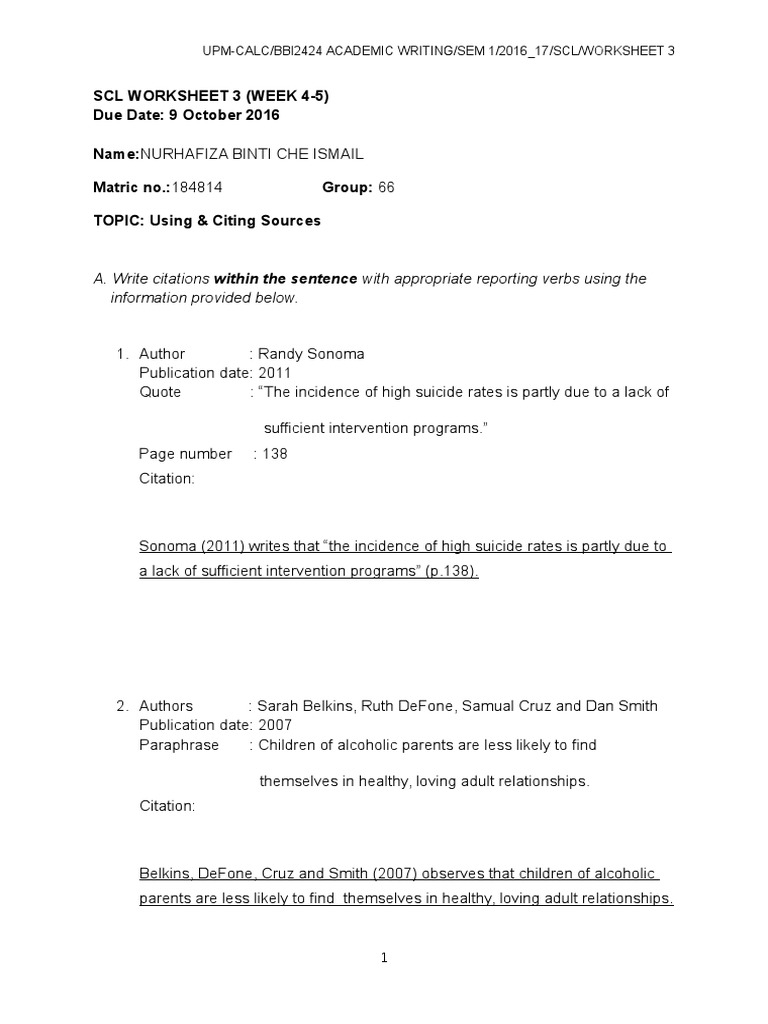 worksheet Paraphrase Worksheet bbi2424 scl worksheet 3 week 4 5 using citing sources dieting nutrition
