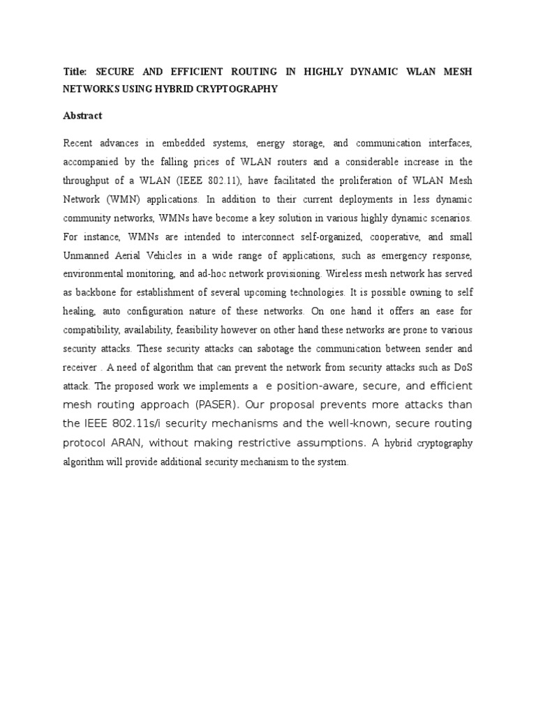 Title:: Secure and Efficient Routing in Highly Dynamic Wlan Mesh ...