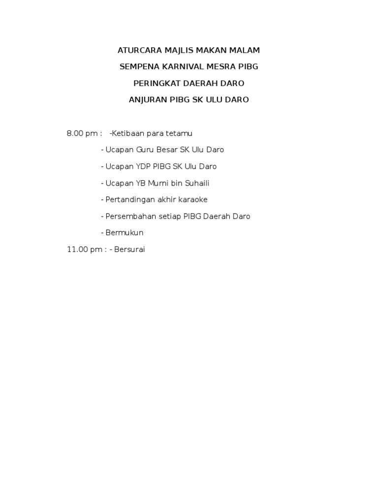 Aturcara Majlis Makan Malam | PDF