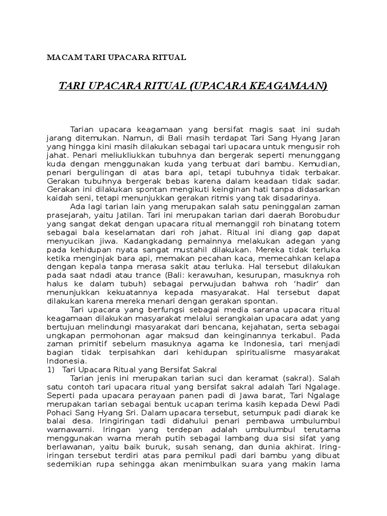 Contoh Tari Upacara Ritual Tradisional | PDF