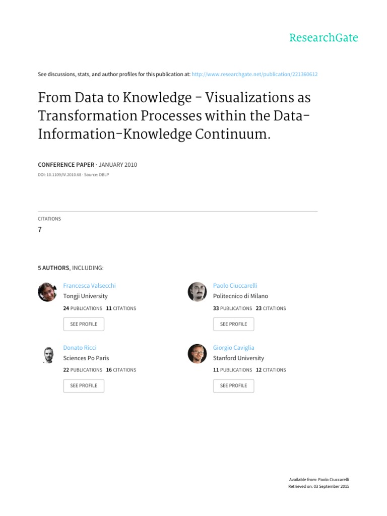 From Data To Knowledge Visualizations As Transformation Processes