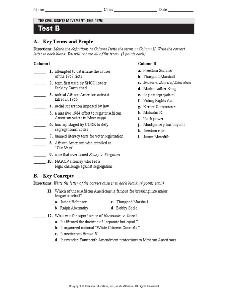 Chapter 18 Test | PDF | Student Nonviolent Coordinating Committee ...