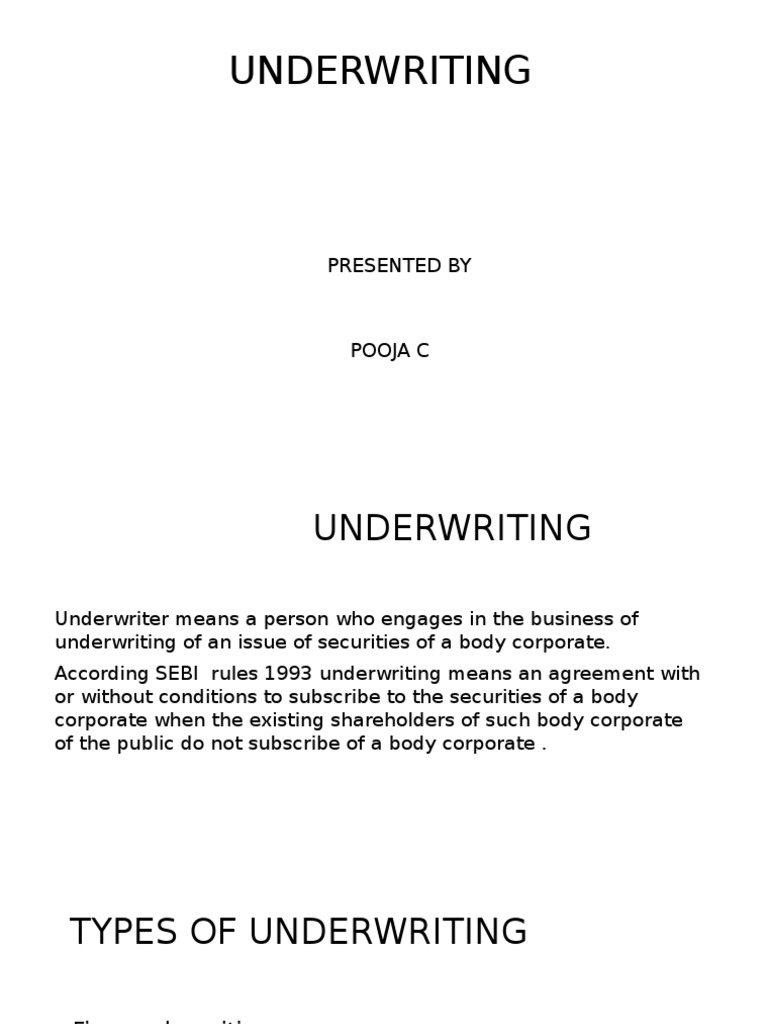 Types and Benefits of Underwriting | PDF | Finance & Money Management