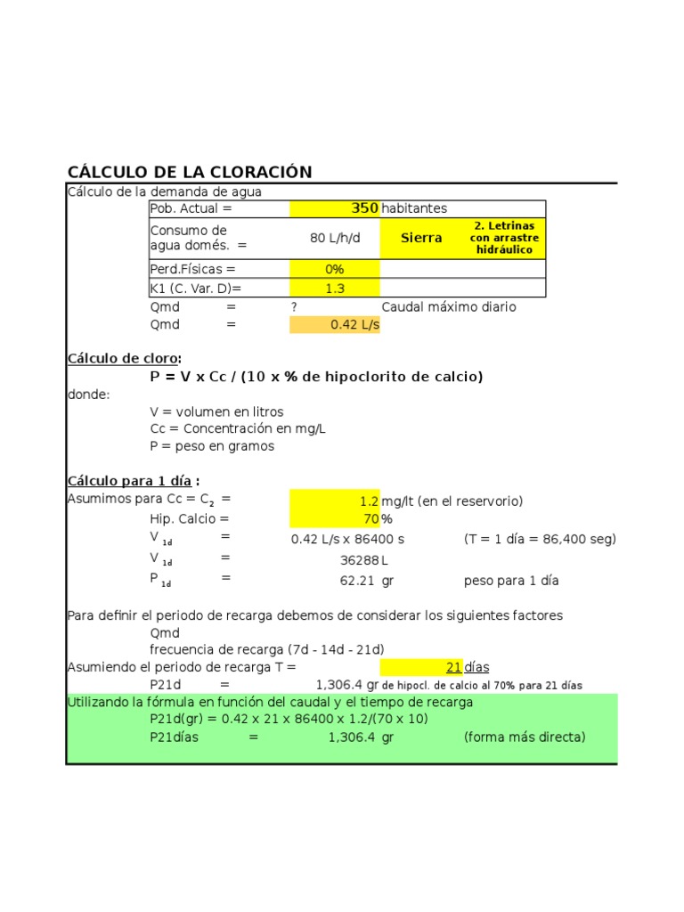 Calculo-De-dosificacion Cloro