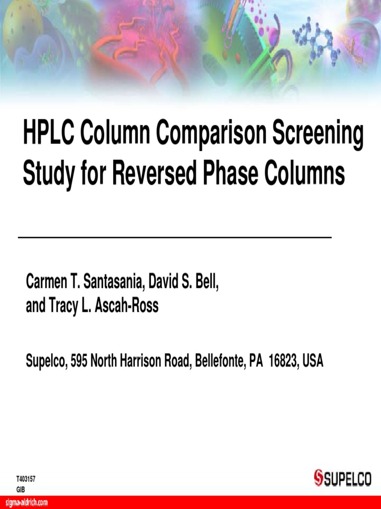 HPLC Column Comparison Screening Study For Reversed Phase Columns PDF
