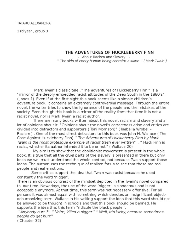 expository essay huckleberry finn