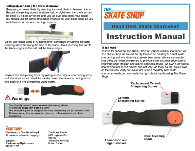 Skate Sharpener Instruction Manual PDF Tools Equipment