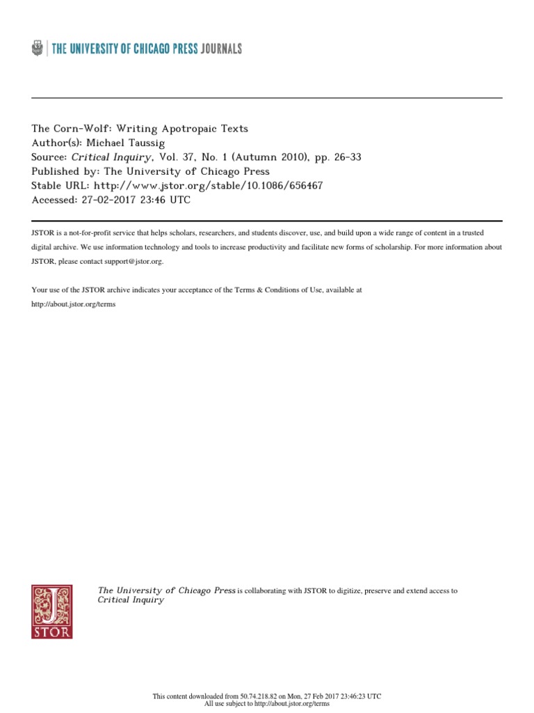 Taussig Corn Wolf | PDF | Magic (Paranormal) | Field Research