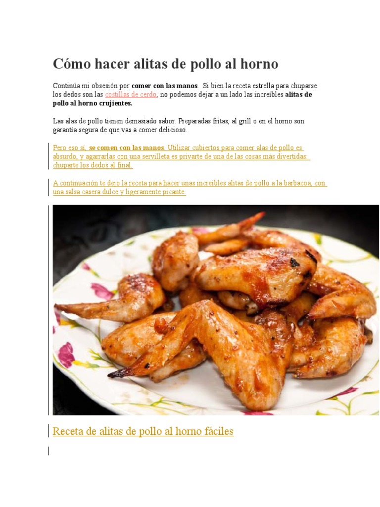 Cómo Hacer Alitas de Pollo Al Horno | PDF