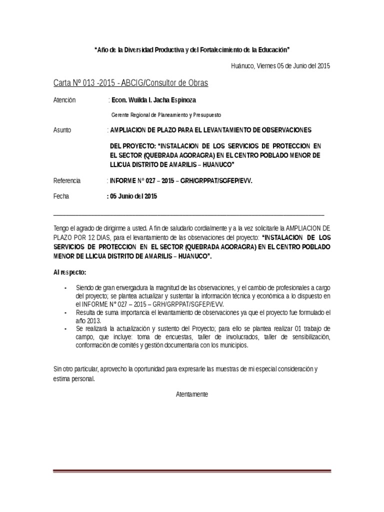 Carta de Observaciones 19