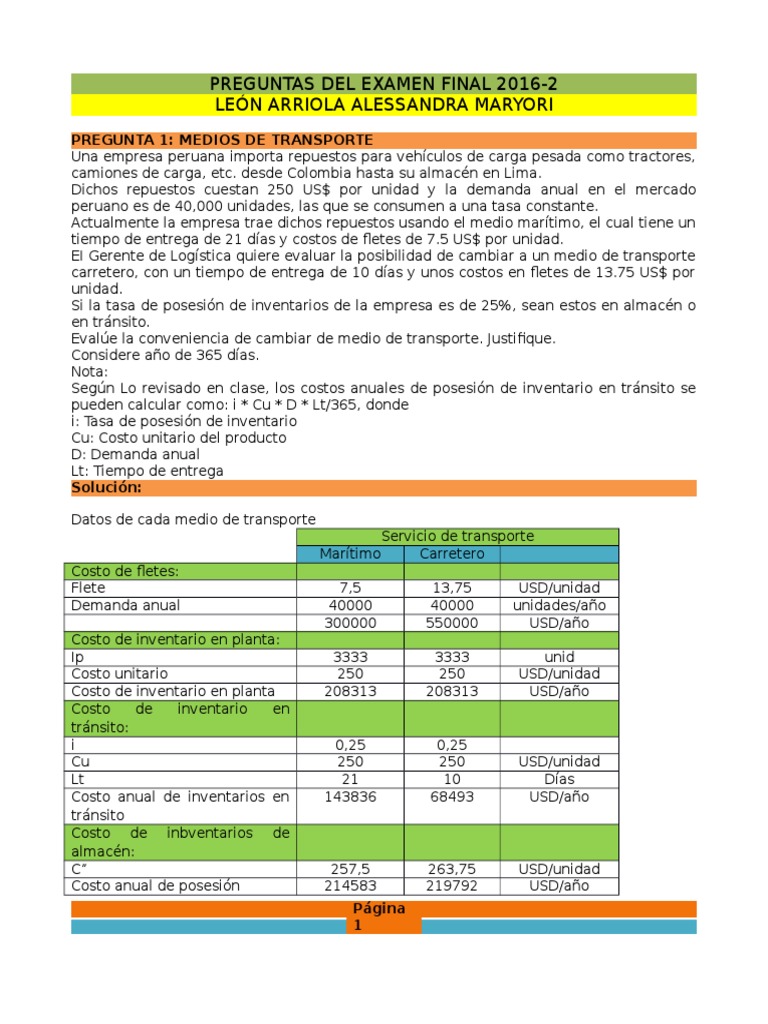 Evaluación de Costos de Flete y Transporte | PDF | Inventario | Transporte