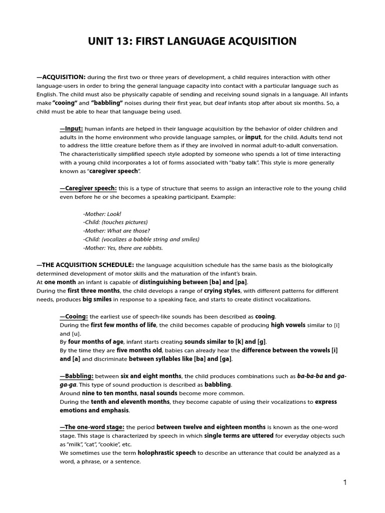 Stages of First Language Acquisition | PDF | Language Acquisition | Syntax