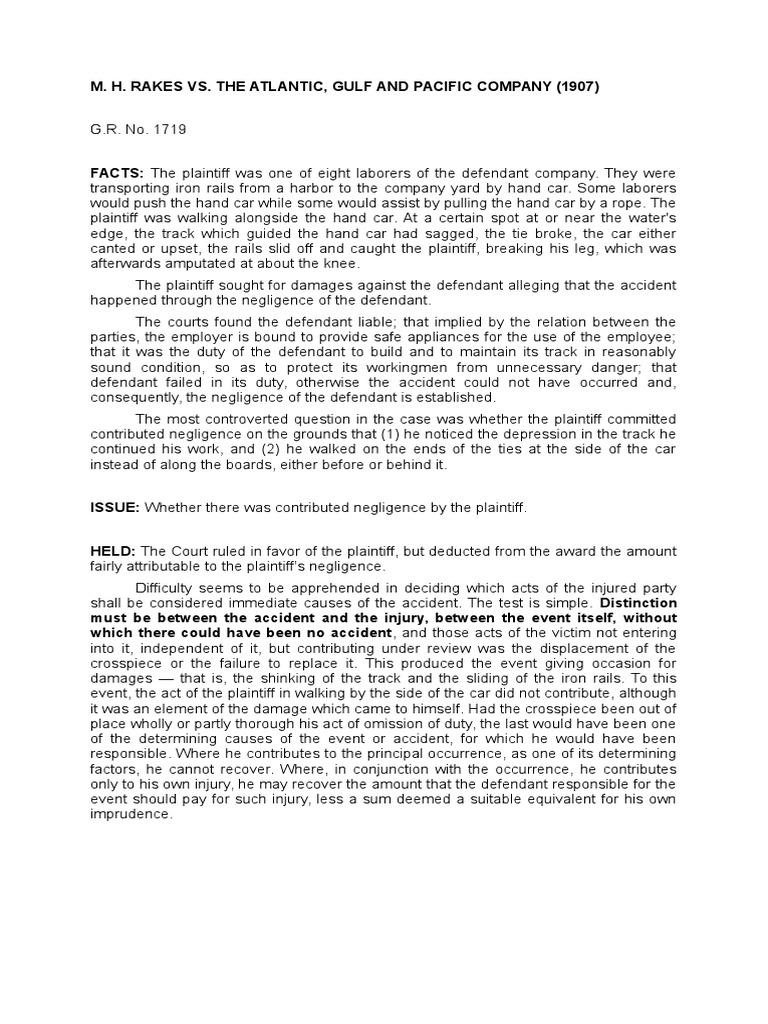Torts 6 Rakes Vs Atlantic Gulf Download Free PDF Negligence