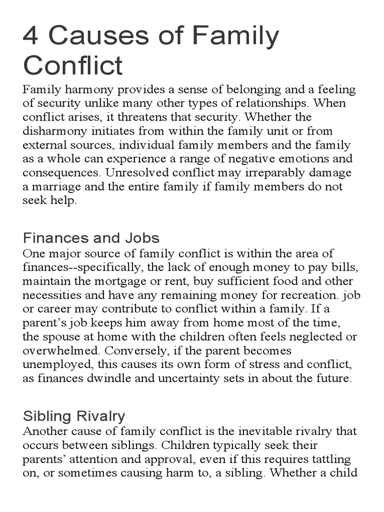 4 Key Causes of Family Conflict | PDF