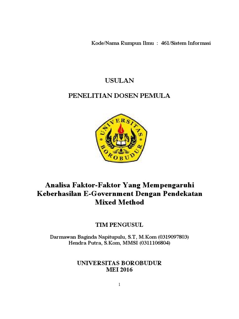 Contoh Proposal Dosen Pemula