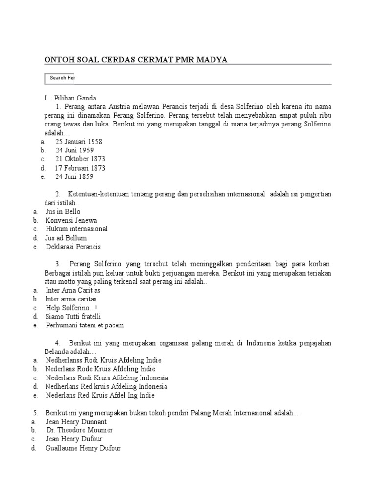 Ontoh Soal Cerdas Cermat Pmr Madya