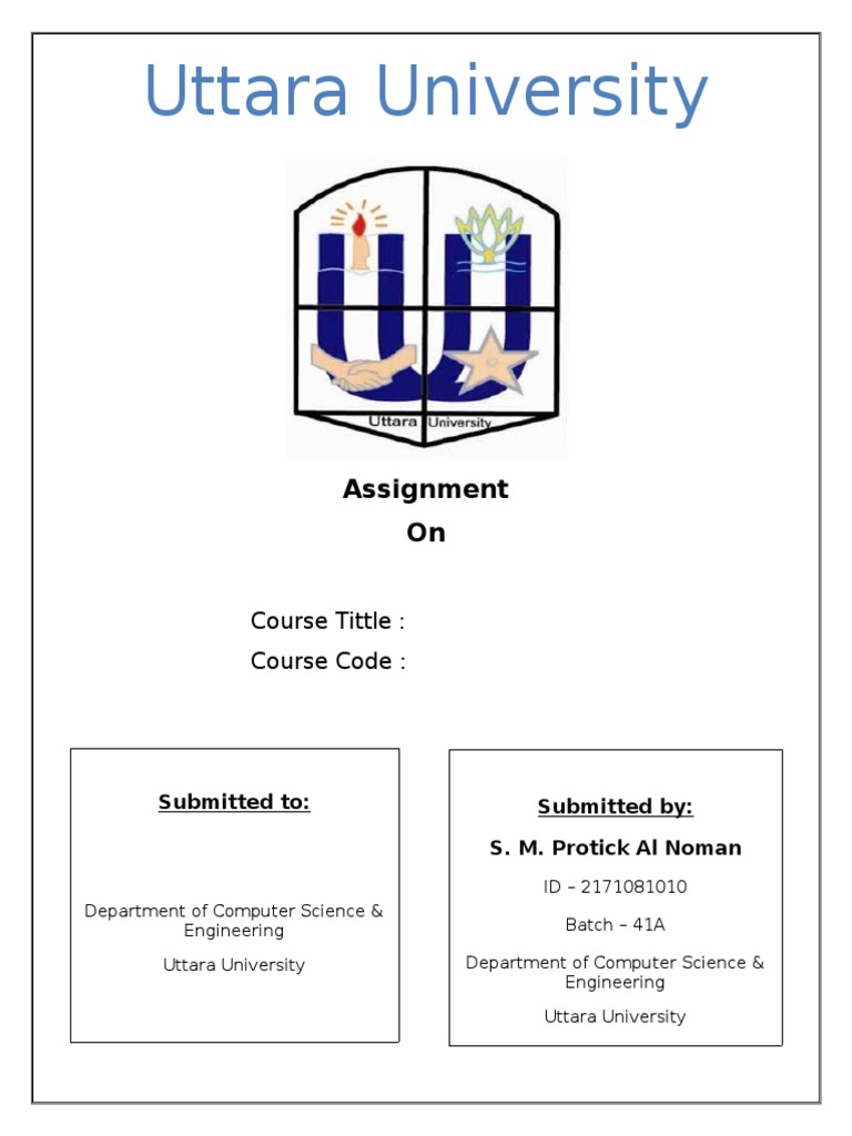 assignment cover page template ucc